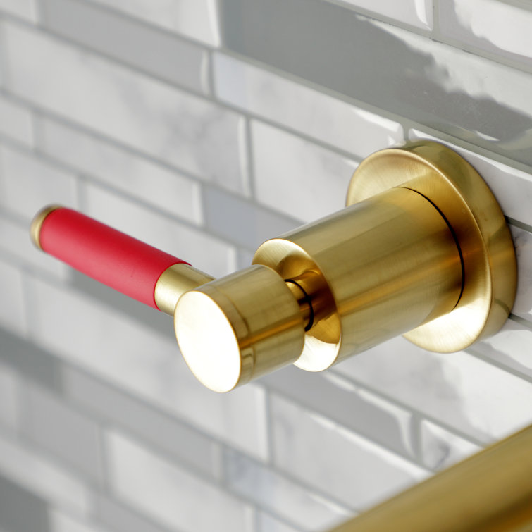 Kaiser Brushed Brass 2-Handle Modern Wall Mount Bathroom Faucet