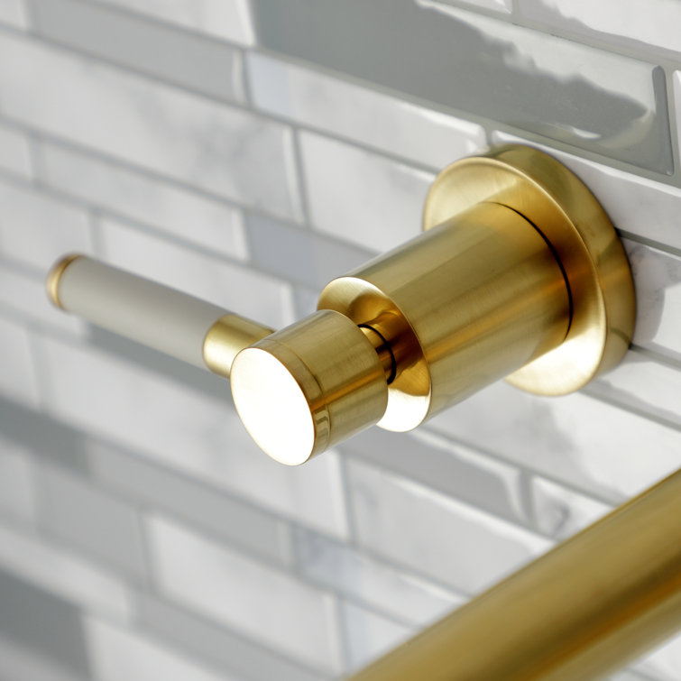 Kaiser Brushed Brass 2-Handle Modern Wall Mount Bathroom Faucet
