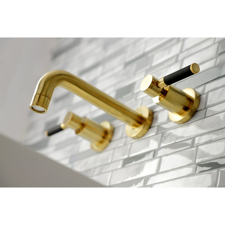 Kaiser Brushed Brass 2-Handle Modern Wall Mount Bathroom Faucet