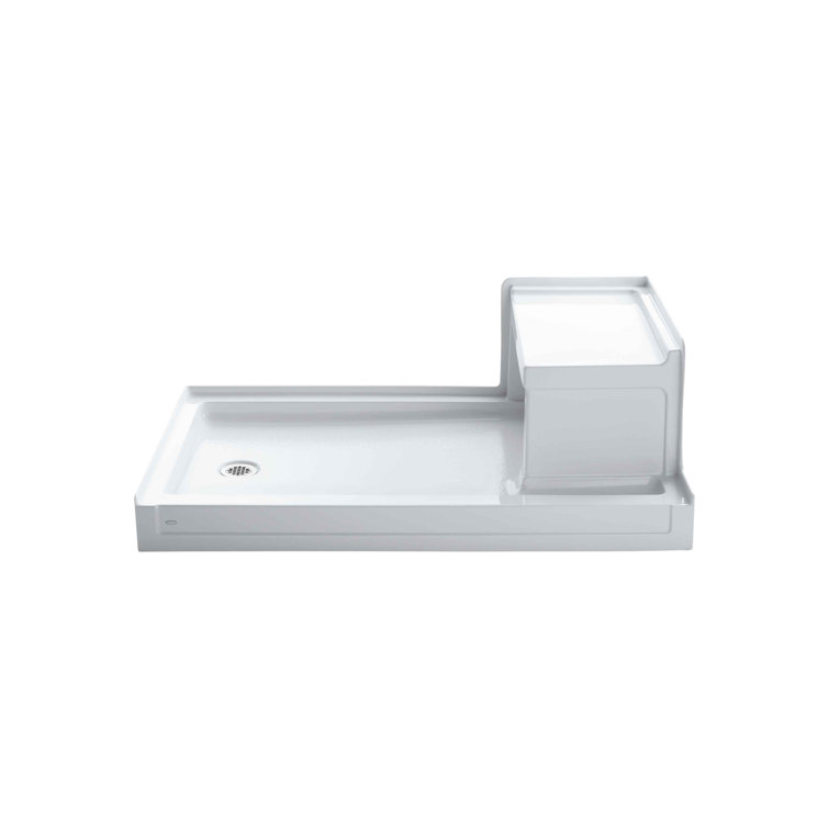 Tresham 60" x 36" White Acrylic Shower Base with Integral Seat