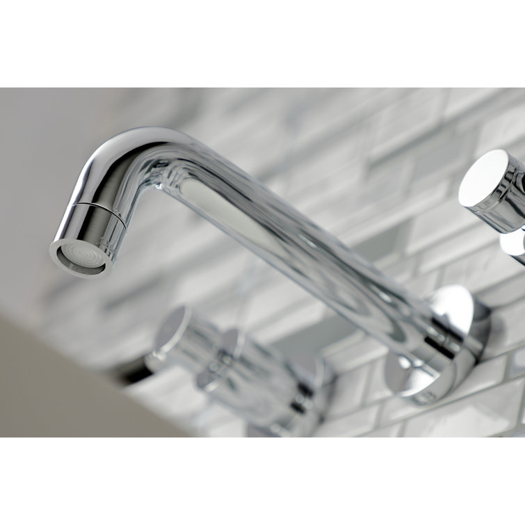 Polished Chrome Two-Handle Wall Mount Bathroom Faucet