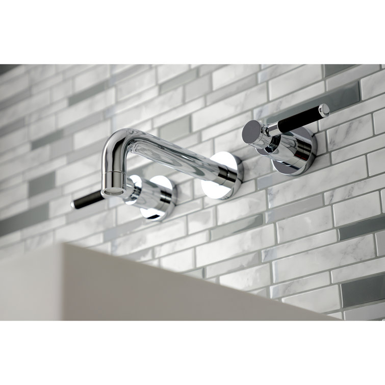 Polished Chrome Two-Handle Wall Mount Bathroom Faucet