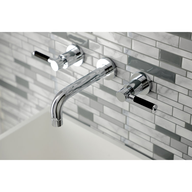 Polished Chrome Two-Handle Wall Mount Bathroom Faucet