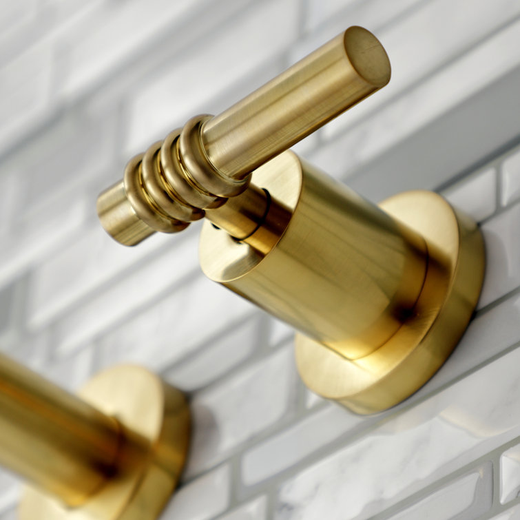 Milano Brushed Brass Wall Mount Bathroom Faucet