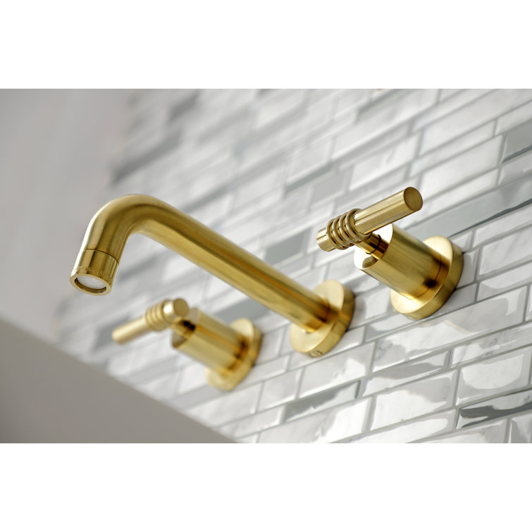 Milano Brushed Brass Wall Mount Bathroom Faucet