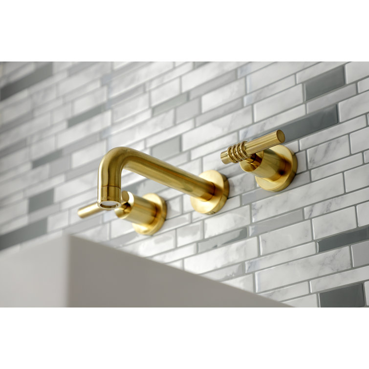 Milano Brushed Brass Wall Mount Bathroom Faucet