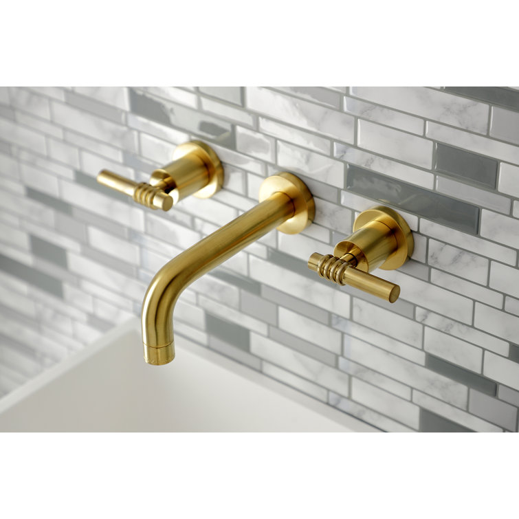 Milano Brushed Brass Wall Mount Bathroom Faucet