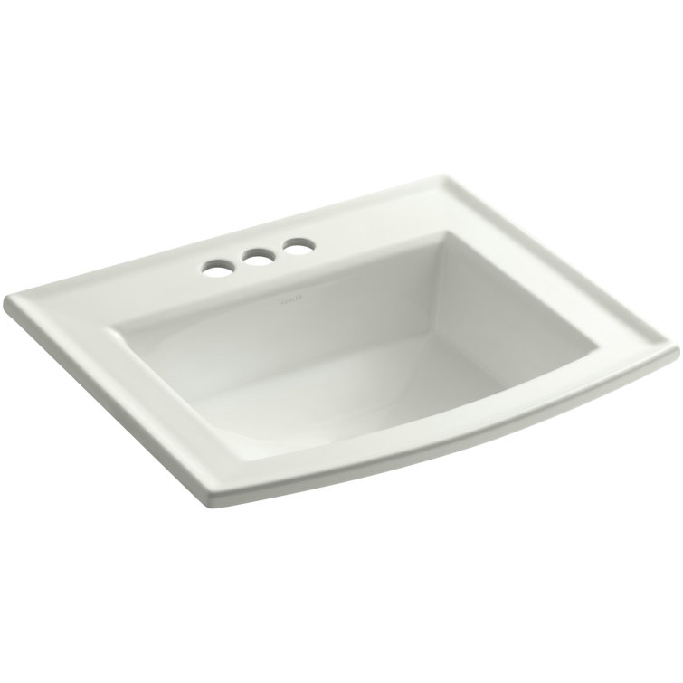 Archer Rectangular White Ceramic Drop-In Bathroom Sink