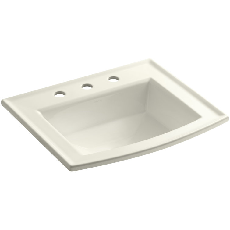 Archer Biscuit Rectangular Ceramic Topmount Bathroom Sink