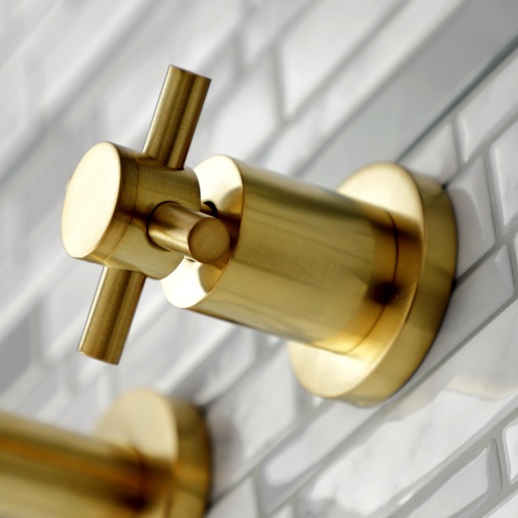 Polished Nickel Brass Wall Mount Bathroom Faucet with Cross Handles