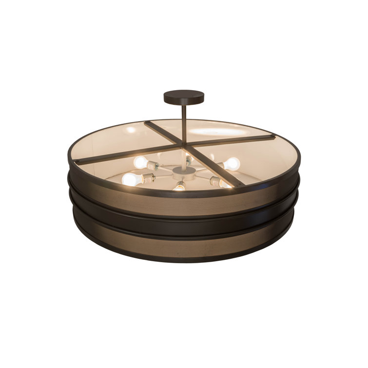 Nolan Timeless Bronze 6-Light Semi-Flush Mount with White Glass Diffuser