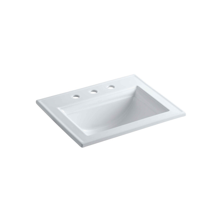 Elegant White Ceramic Rectangular Drop-In Bathroom Sink