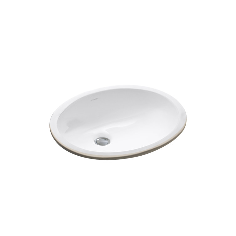 White Ceramic Oval Undermount Bathroom Sink