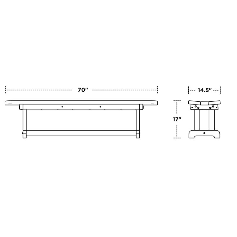 Teak 70" Recycled Plastic Backless Outdoor Bench
