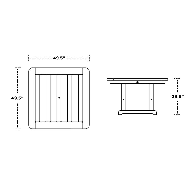 Black 48" Square All-Weather Outdoor Dining Table