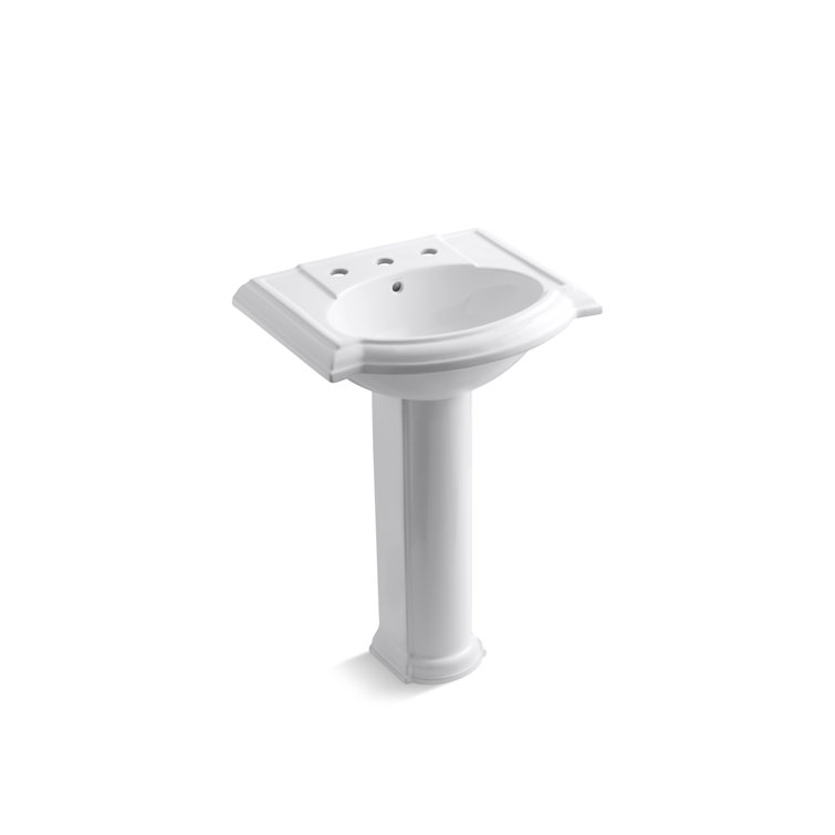 Devonshire White Ceramic 24" Pedestal Bathroom Sink