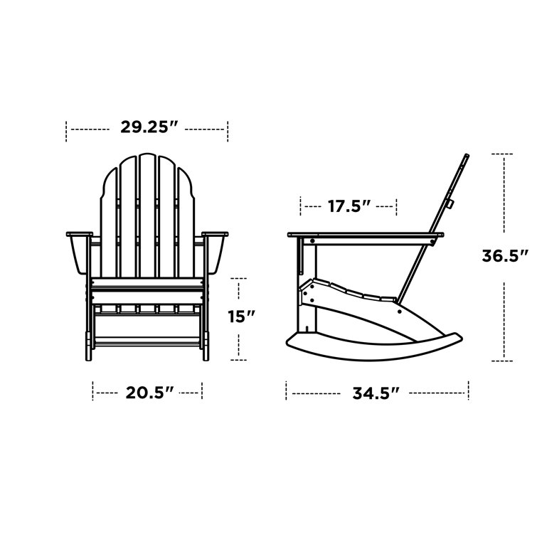 Green Polypropylene Vineyard Adirondack Rocking Chair