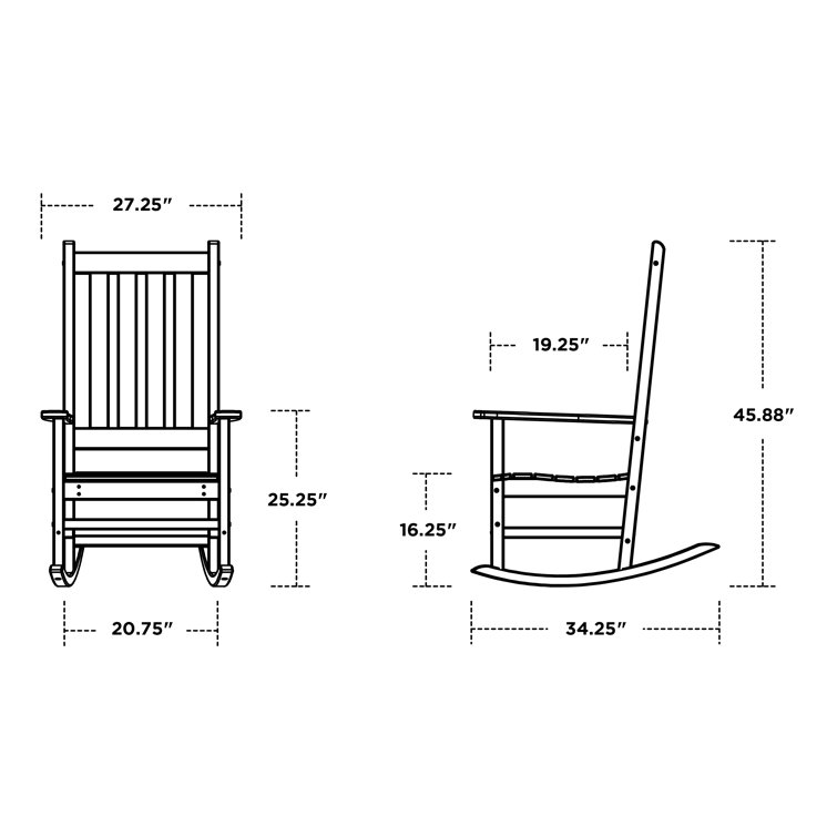 Ash Charcoal Revolution Polywood Porch Rocking Chair with Arms