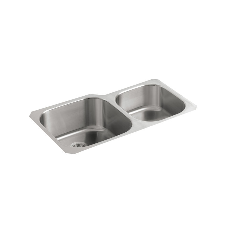 Stainless Steel Double Offset Bowl Undermount Kitchen Sink