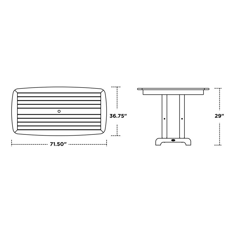 Black Polywood Nautical 72" Outdoor Dining Table