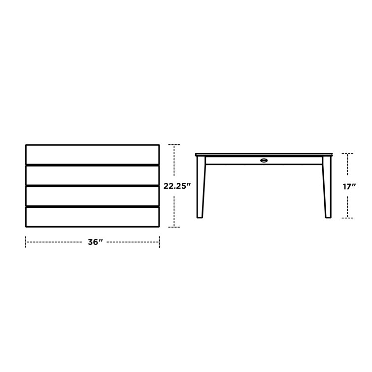 Newport Modern 22" x 36" Black POLYWOOD Coffee Table