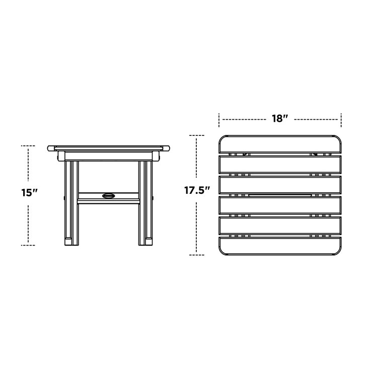 Teak Square 18" Folding Recycled Plastic Side Table