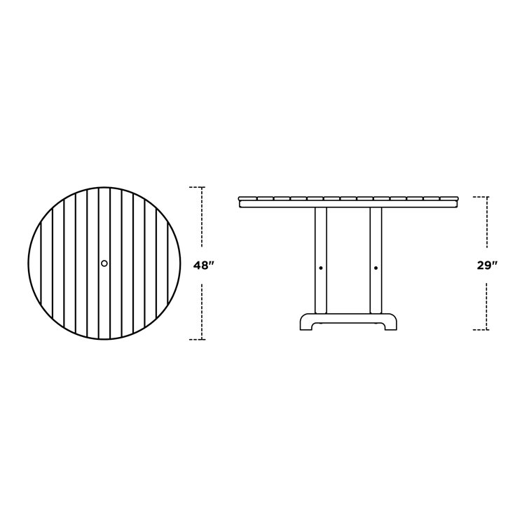 Green POLYWOOD 48" Round Farmhouse Outdoor Dining Table