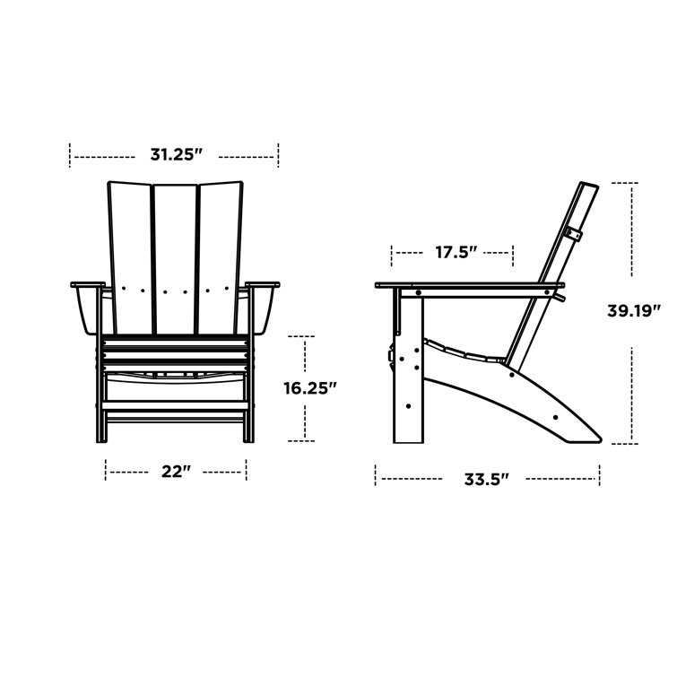 Green Polywood Modern Curveback Adirondack Chair with Arms