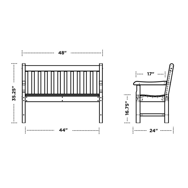 Slate Gray Recycled Plastic Outdoor Patio Bench