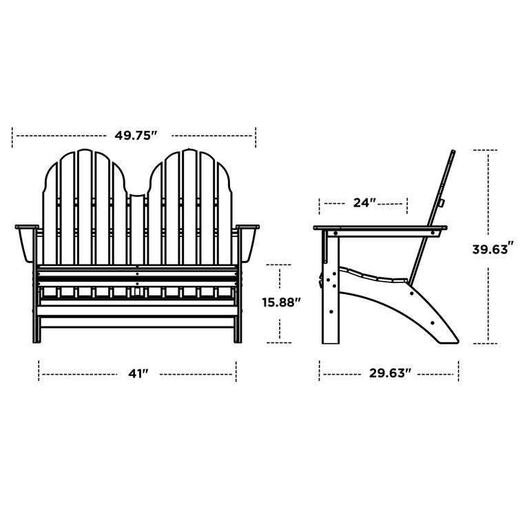 Sunset Red Polywood 48" Adirondack Outdoor Bench