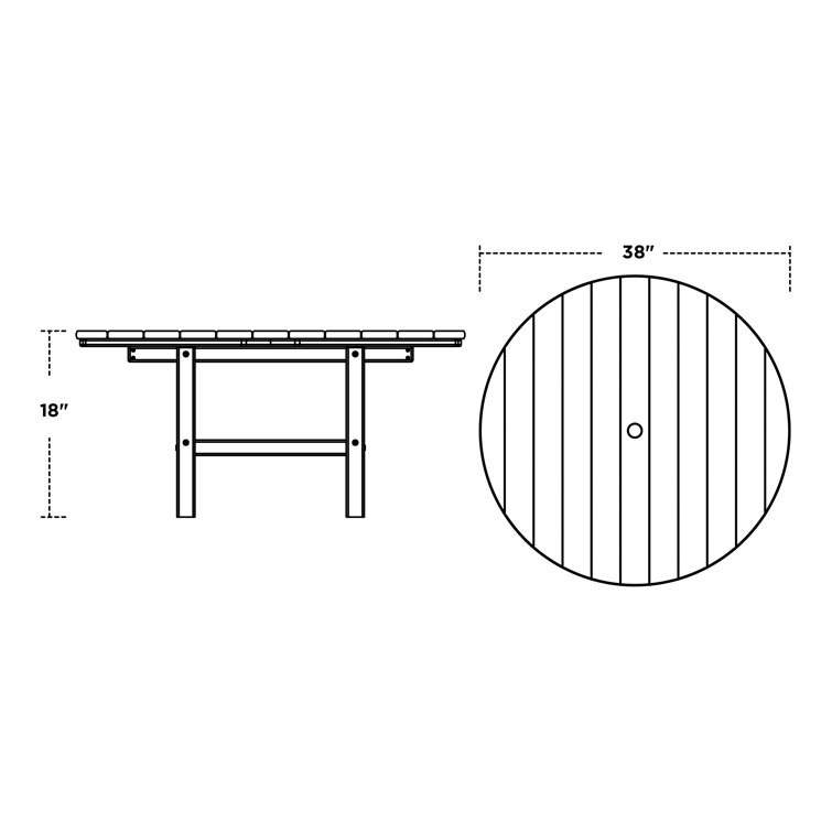Slate Gray 38" Round Recycled Plastic Outdoor Conversation Table