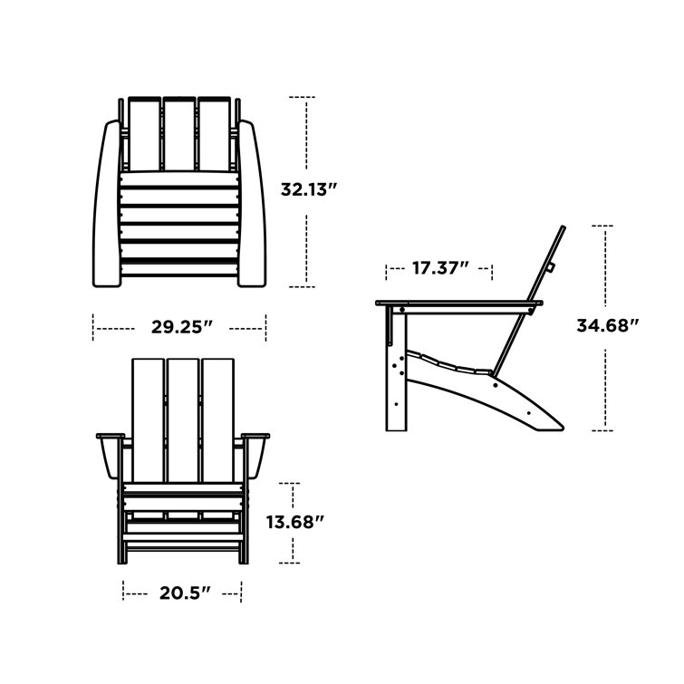 Aruba Blue High-Density Polyethylene Modern Adirondack Chair