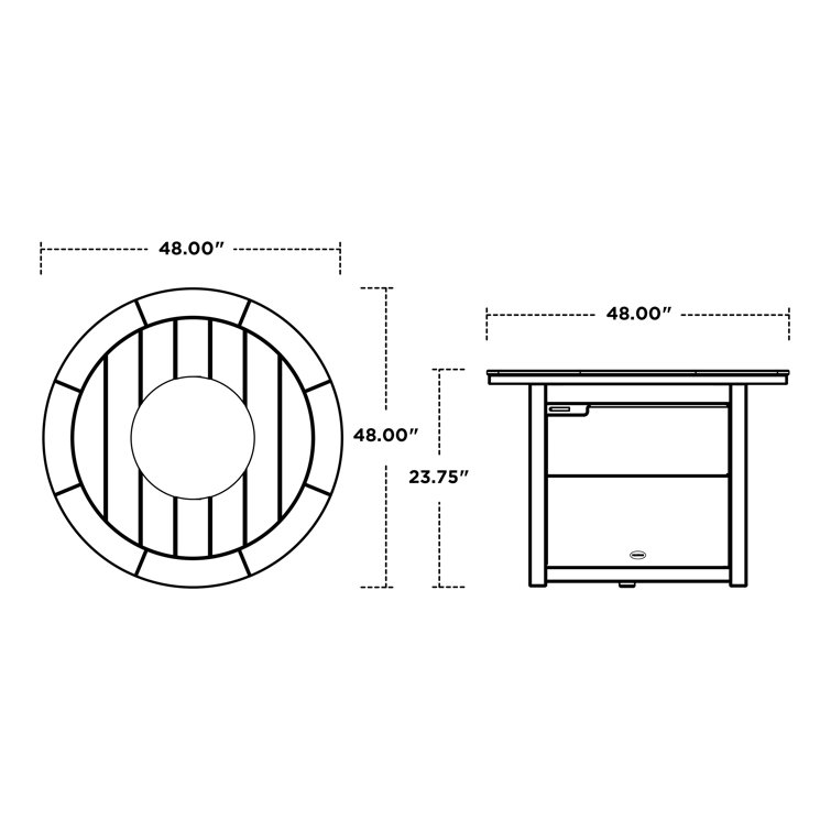 Slate Grey Round 48" Gas Fire Pit Table with Glass Wind Guard