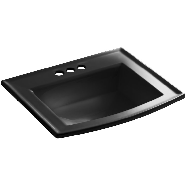 Archer Black Ceramic Rectangular Drop-In Bathroom Sink