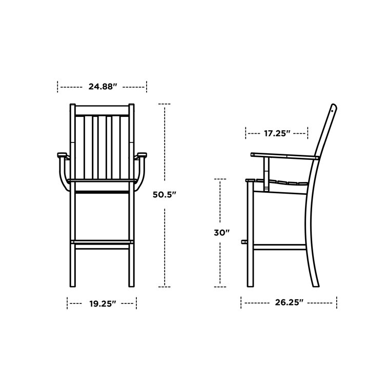Black Polywood Vineyard Bar Arm Chair