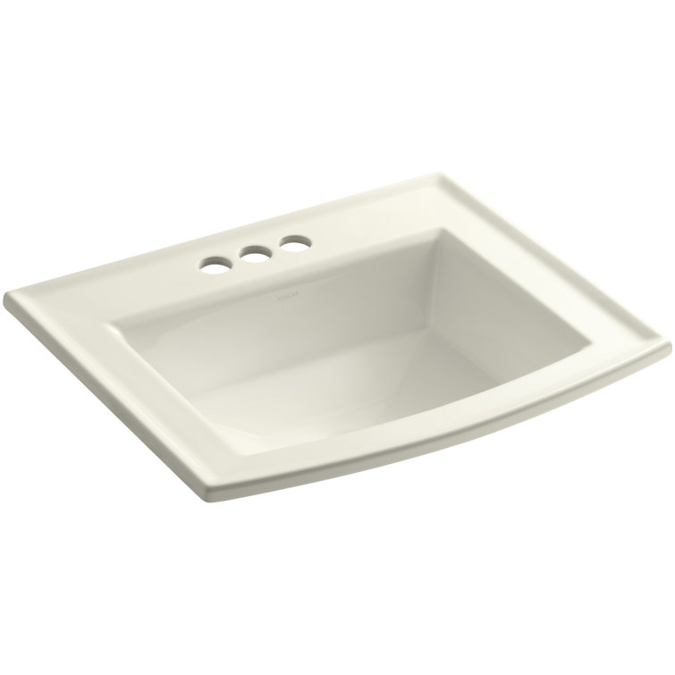 Archer Biscuit Rectangular Ceramic Topmount Bathroom Sink