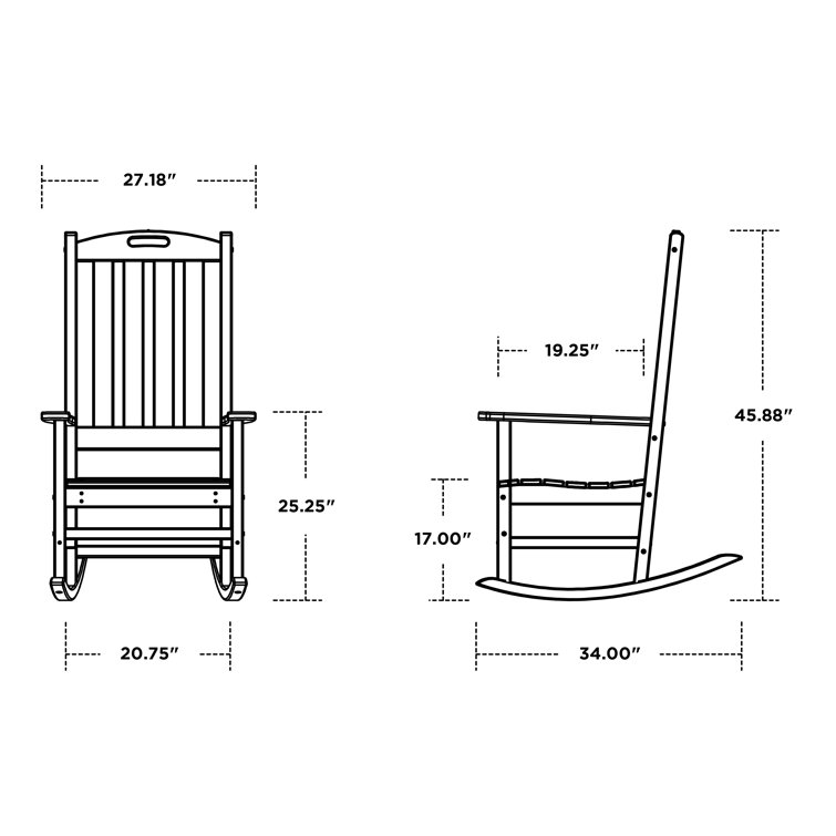 Slate Gray Polypropylene Nautical Porch Rocking Chair