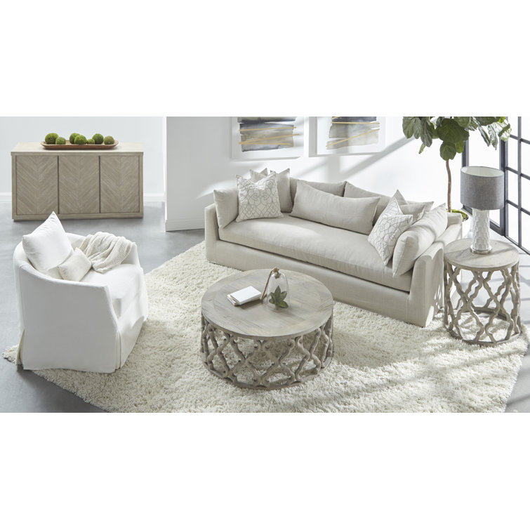 Traditional Quatrefoil-Inspired 42" Round Brown Wood Coffee Table