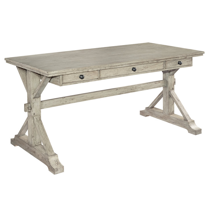 Rustic Gray 60" Home Office Desk with 3 Drawers in Mindi Wood