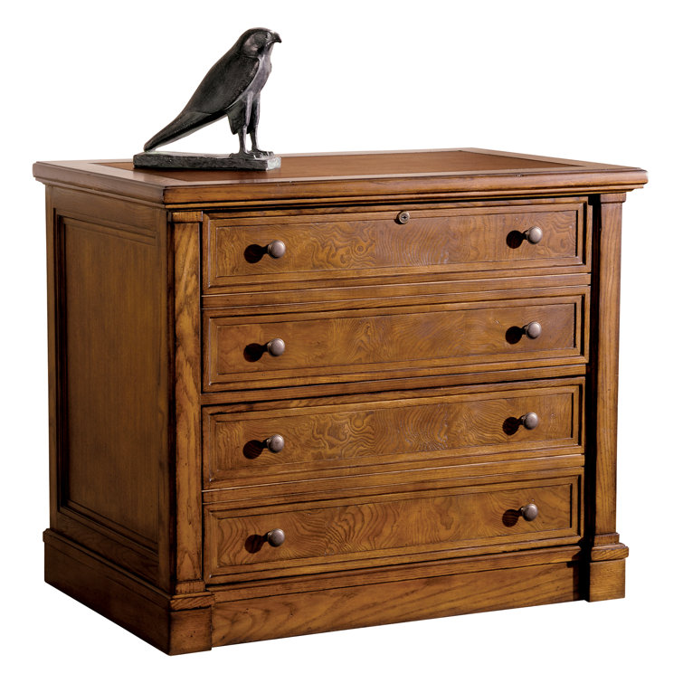 Brown Traditional 2-Drawer Lockable Mobile Lateral Filing Cabinet