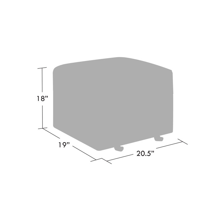 Steel Gray Tweed Square Gliding Ottoman with Metal Frame