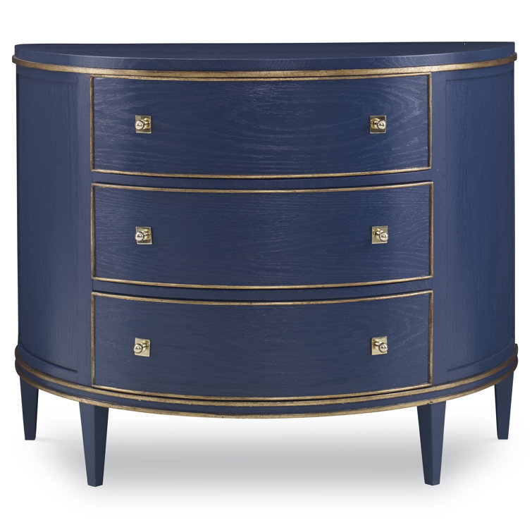 Cadet Blue Oak Demilune Accent Chest with Brass Pulls