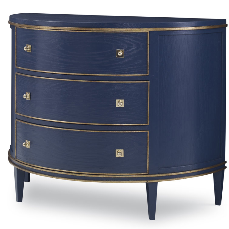 Cadet Blue Oak Demilune Accent Chest with Brass Pulls