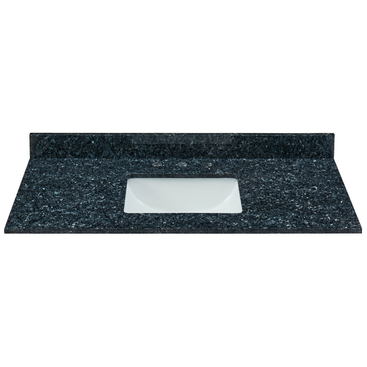 49'' Blue Pearl Granite Single Bathroom Vanity Top with White Sink