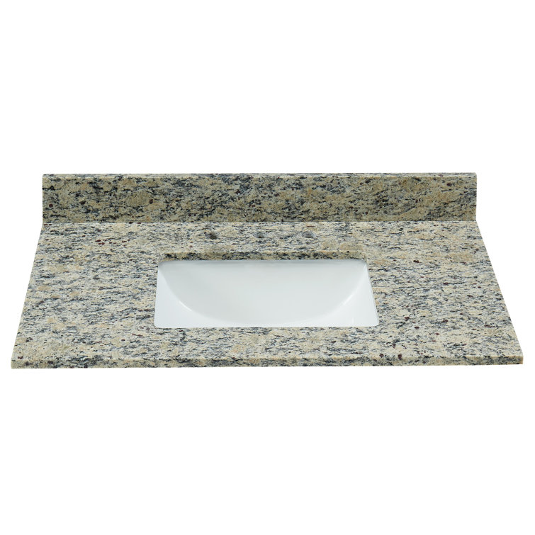 Santa Cecilia Light 37'' Granite Single Bathroom Vanity Top with White Rectangular Sink