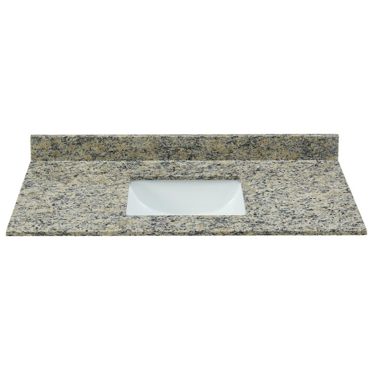 49'' Beige Granite Single Bathroom Vanity Top with White Sink