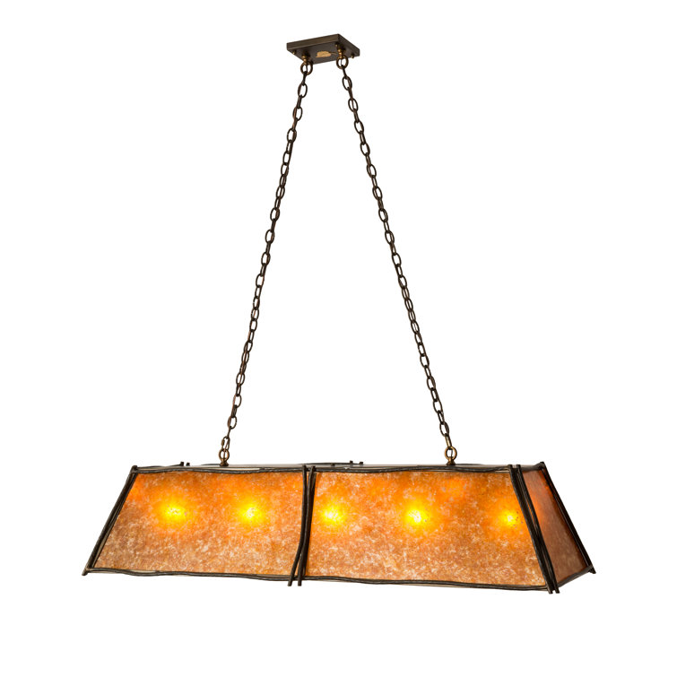 Elegant Antique Copper and Glass LED Island Pendant, 27" Height