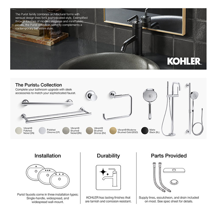 Purist Polished Chrome Double Lever Wall-Mounted Bath Trim