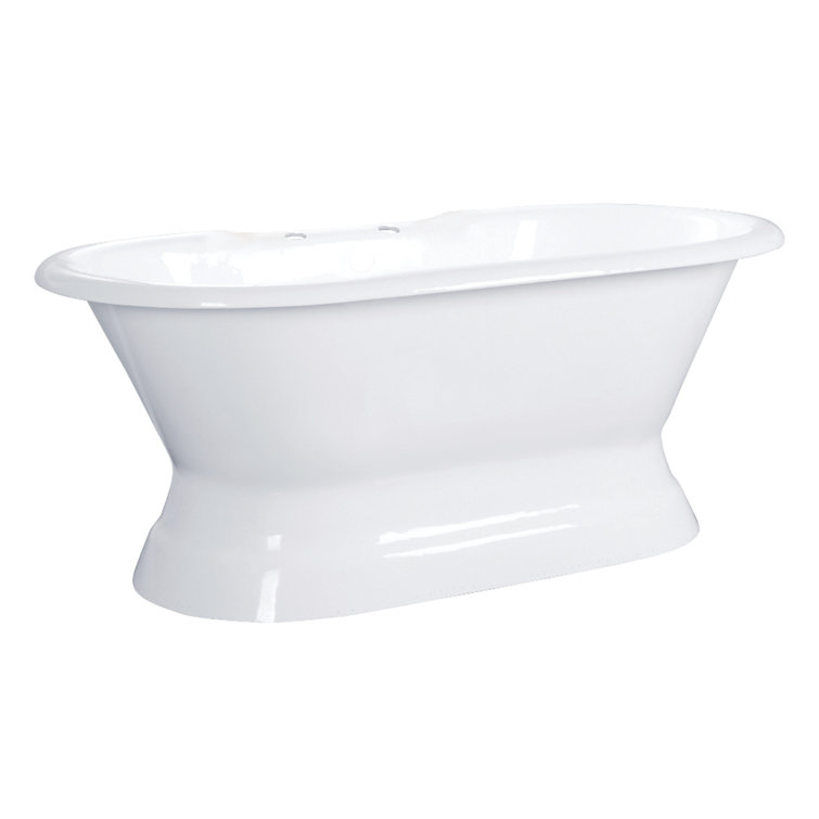 White Cast Iron Oval Pedestal Tub with Clawfoot Design