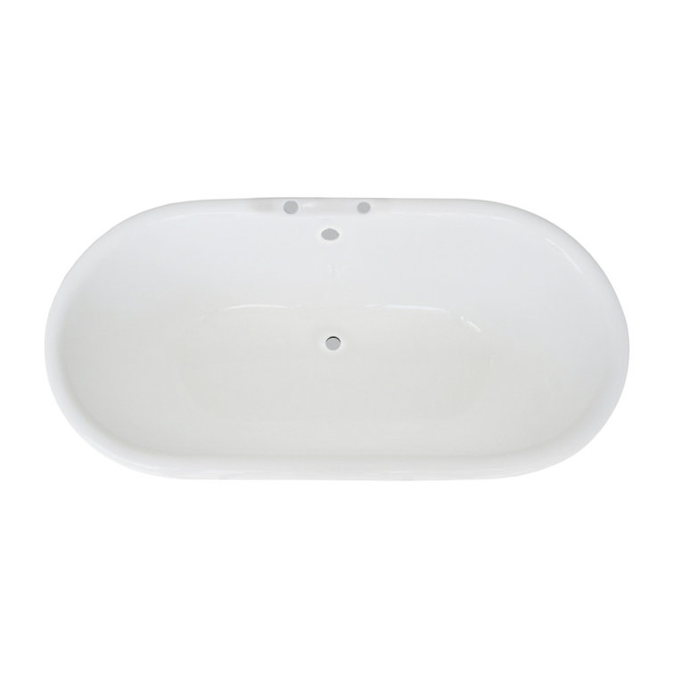 White Cast Iron Oval Pedestal Tub with Clawfoot Design